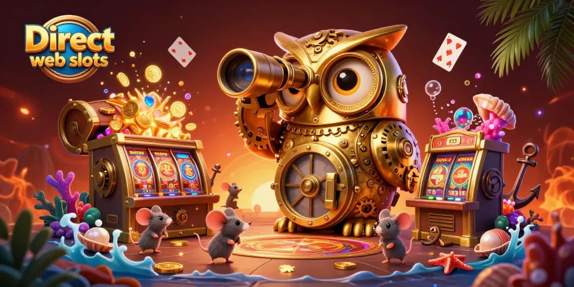 Spin and win with Direct web slots while discovering colorful gems and treasure on a vibrant casino floor.