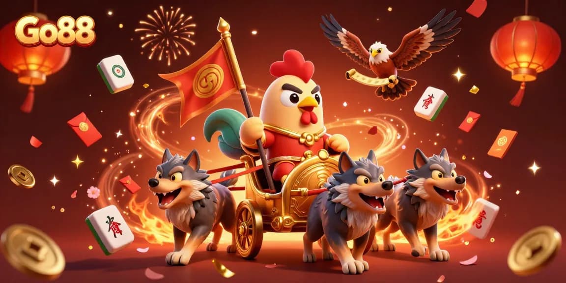Engage with Go88's exciting games and promotions, featuring battle elements and vibrant casino themes.