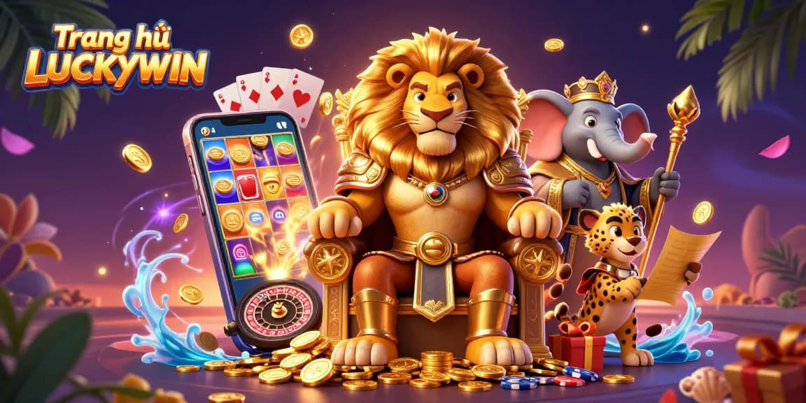 Experience the thrilling world of gambling at Trang chủ LUCKYWIN with vibrant scenes of excitement and winning.