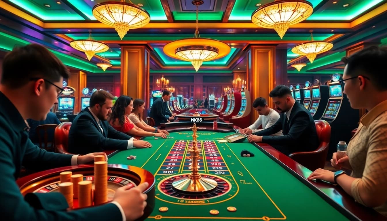 Experience thrilling gameplay at NK88 with vibrant casino tables and exciting betting action.
