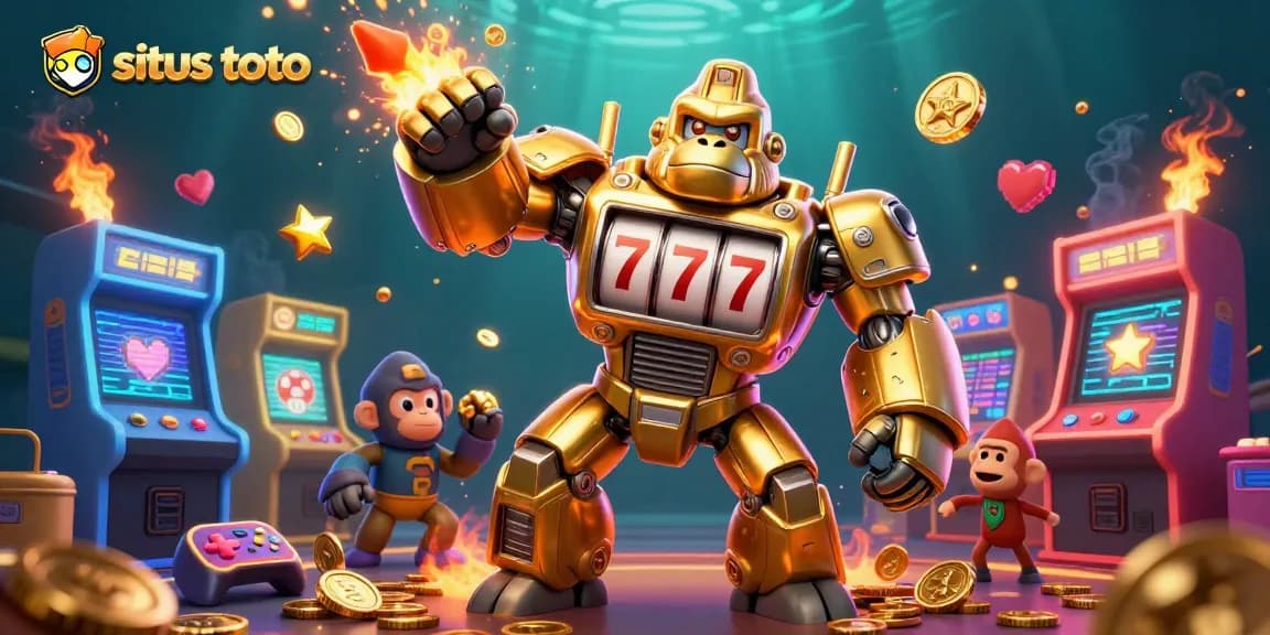 Engage in exciting gaming action on situs toto with a dynamic, colorful casino scene.