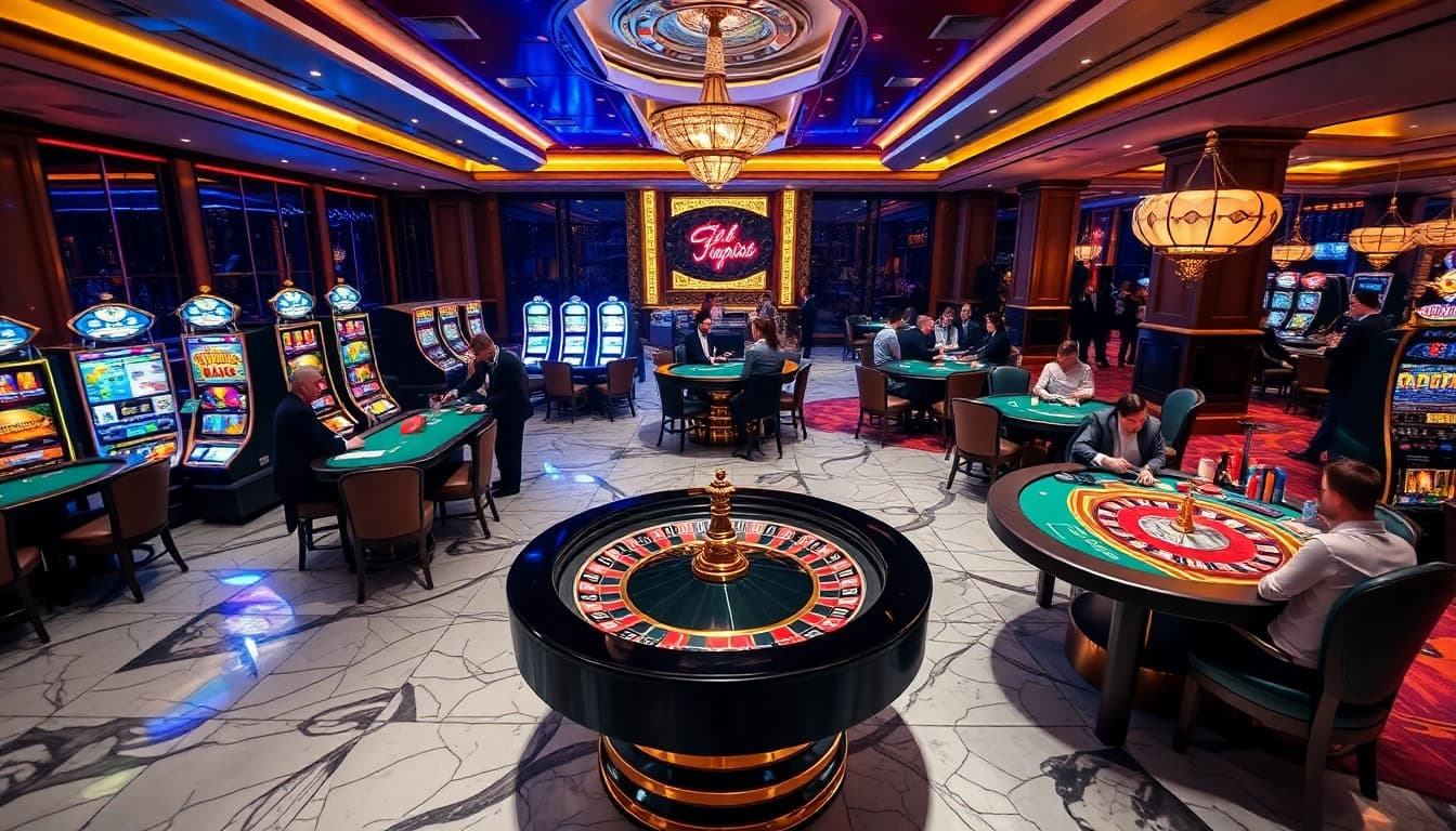 Players enjoying a thrilling game at lv88 casino tables with a vibrant atmosphere.