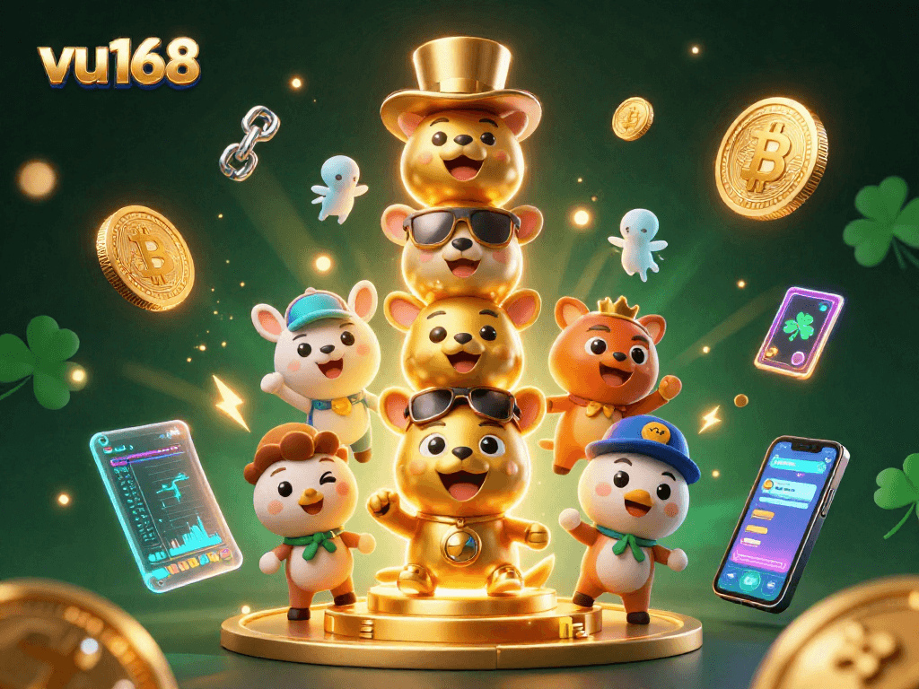 Engage with the vibrant world of vu168, where 3D golden totem poles and crypto elements bring casino excitement alive.