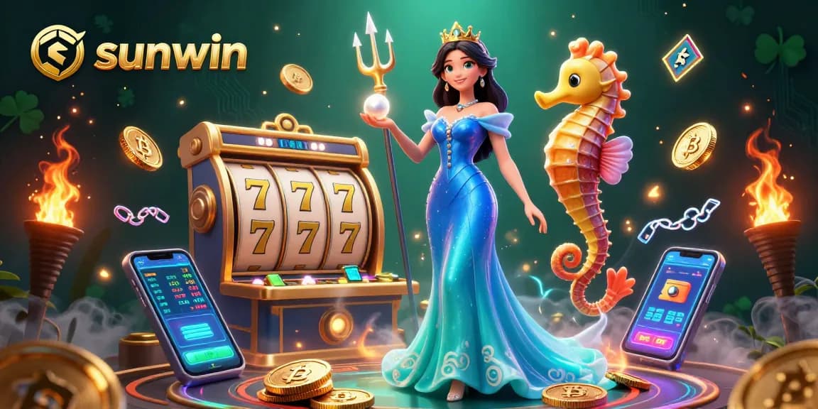 Experience sunwin's thrilling casino action with vibrant underwater visuals and glowing game elements.