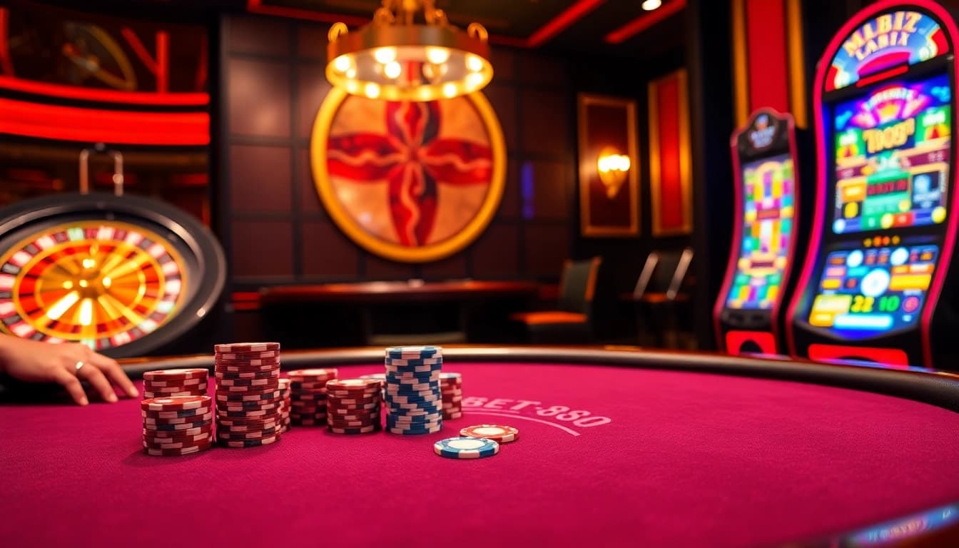 Players engaging in a high-stakes poker game at BET88 casino, showcasing excitement and luxury.