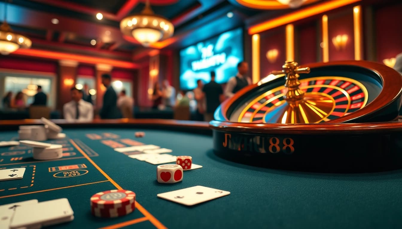 Exciting gambling scene showcasing Typhu88's vibrant gaming interface with cards and chips.
