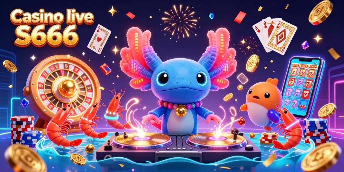 Experience the excitement of Casino live S666 with dynamic gameplay and vibrant characters in this 3D illustration.