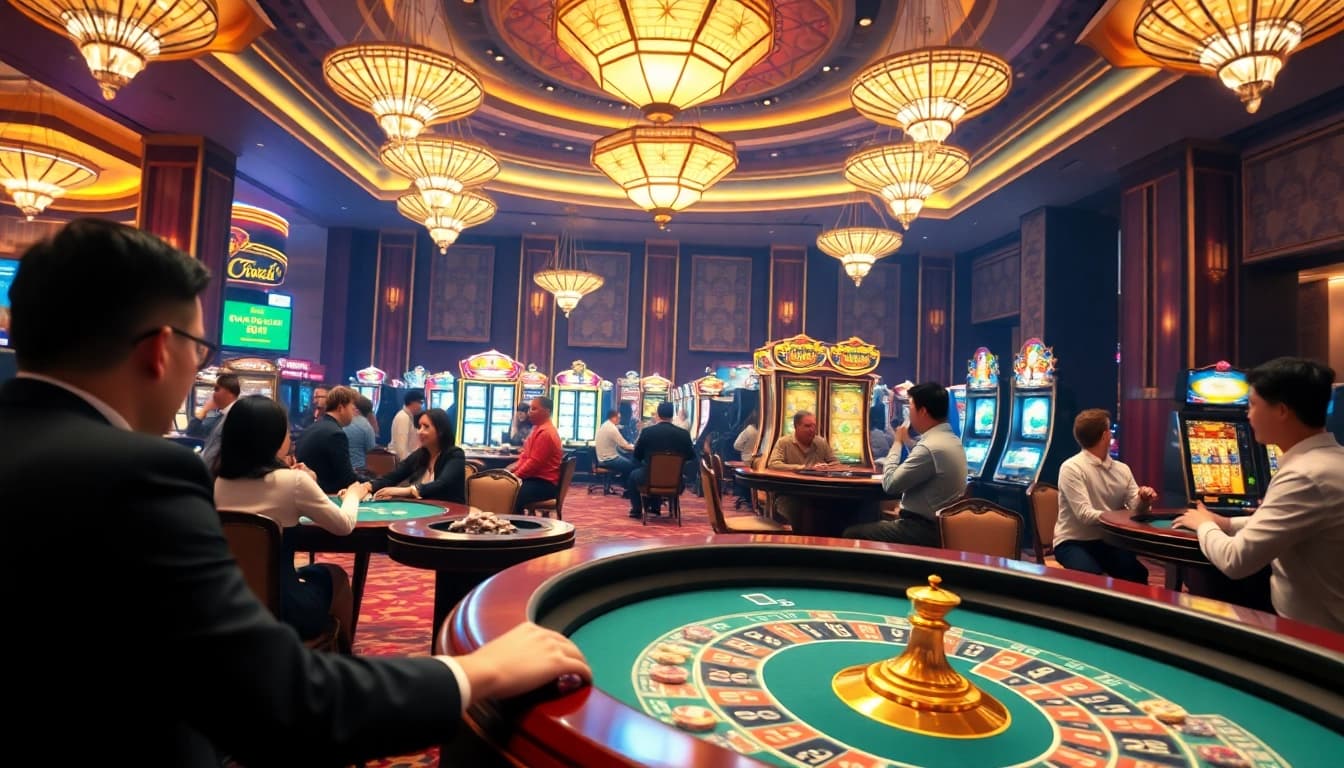 Casino players enjoying thrilling games at Taya365 PH online casino.
