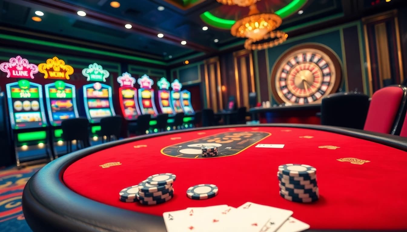 Engaging in high-stakes poker at a luxurious casino, embodying Okking's thrilling gambling experience.