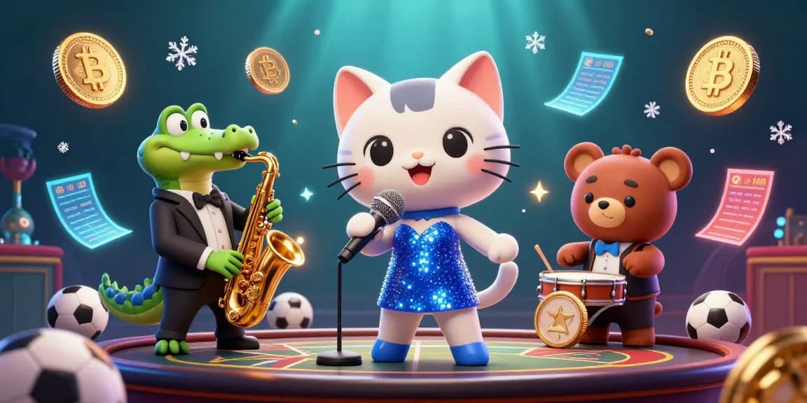 Engage with kèo nhà cái as a playful jazz cat sings on stage, flanked by a saxophone crocodile and a bear cub.