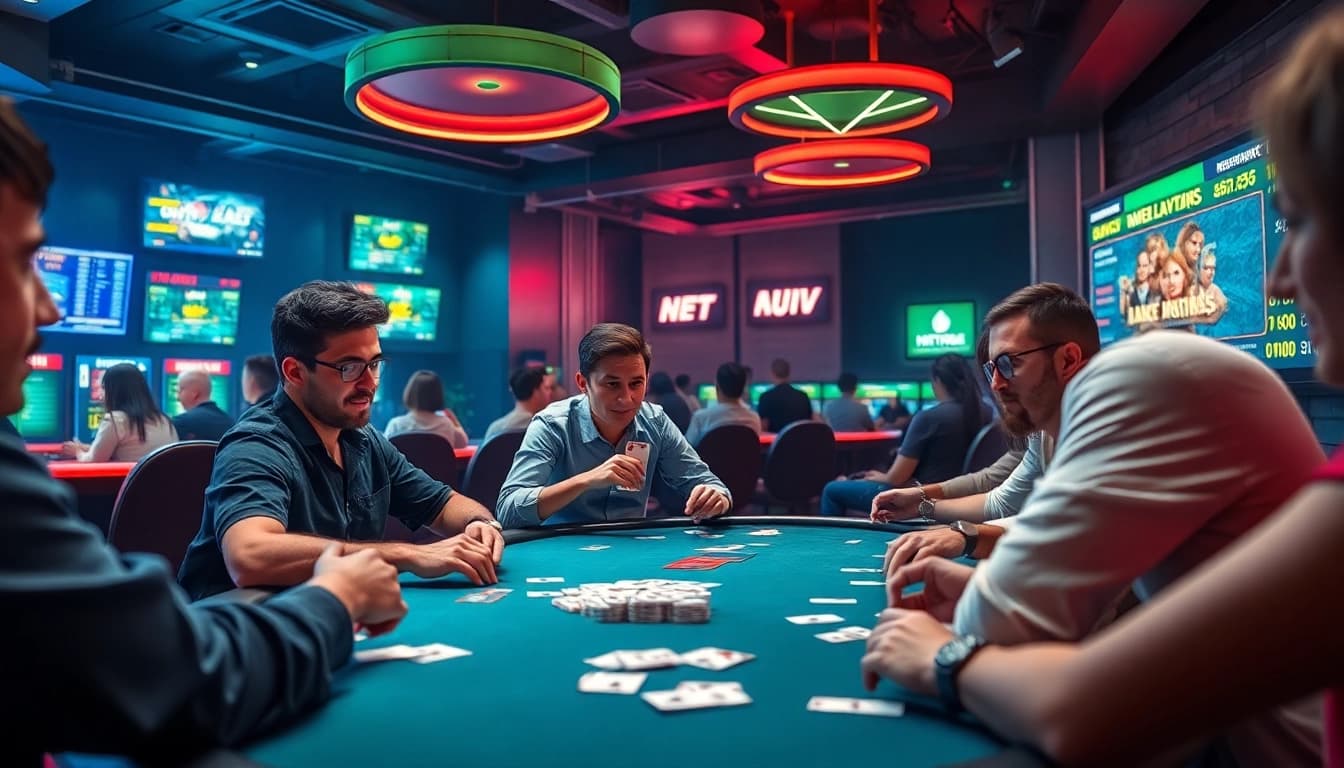 Experience the excitement of HITCLUB with stunning visuals of players immersed in vibrant card games.