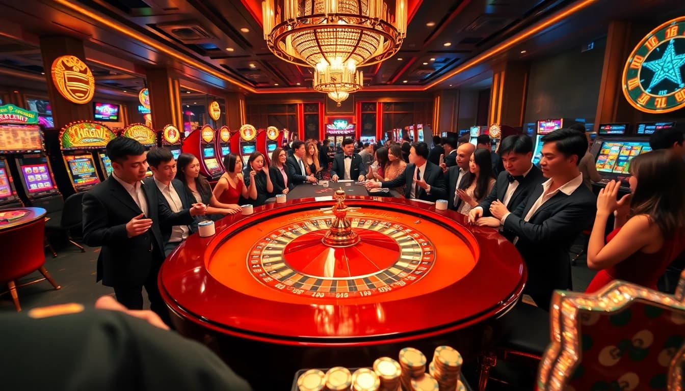 Players engage in thrilling roulette action at GG88, showcasing excitement and luxury in gambling.