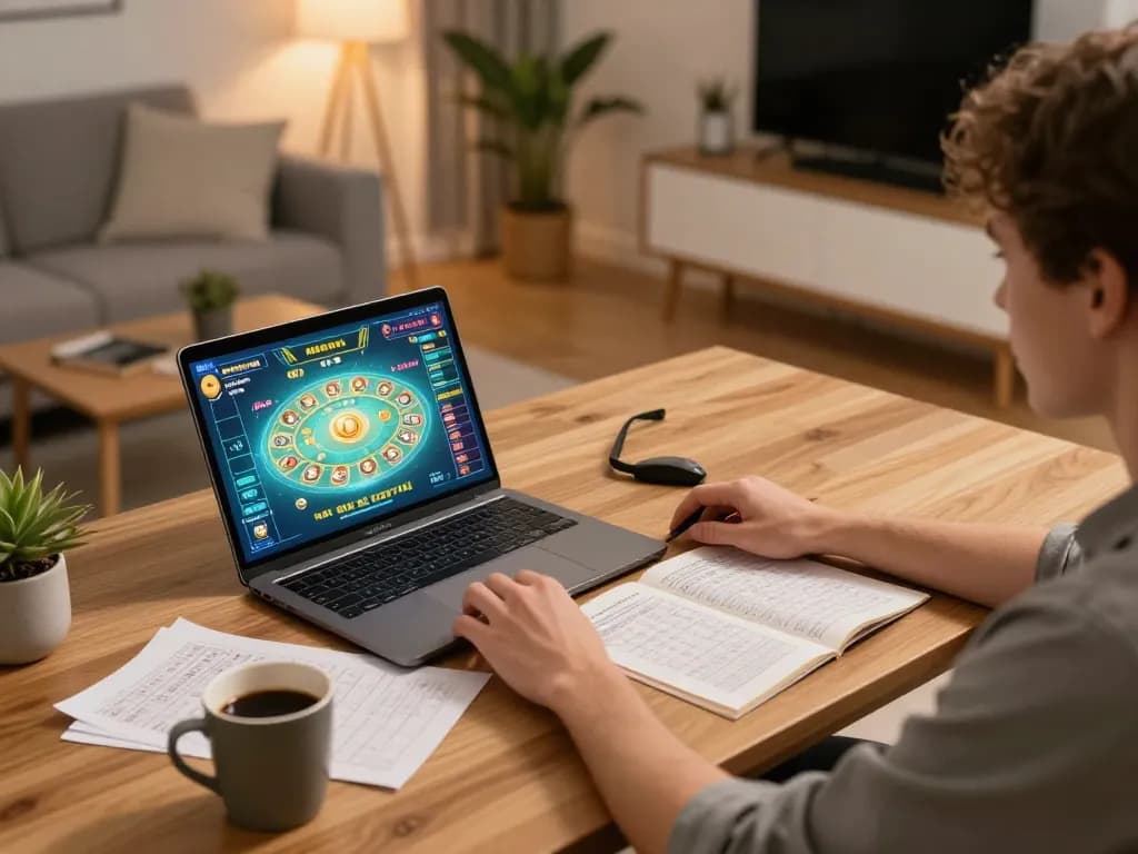Engaging in game tài xỉu online during a cozy home session, showcasing strategy and relaxation.