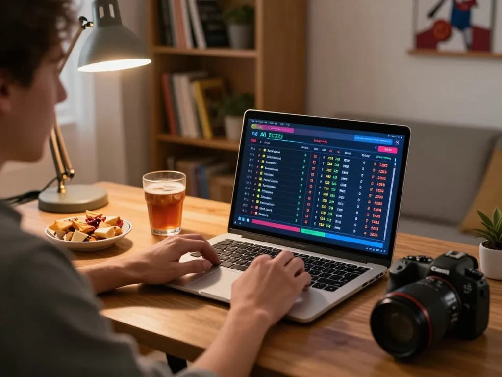 Engaging in strategic online sports betting with FC88 at home, showcasing live betting excitement.