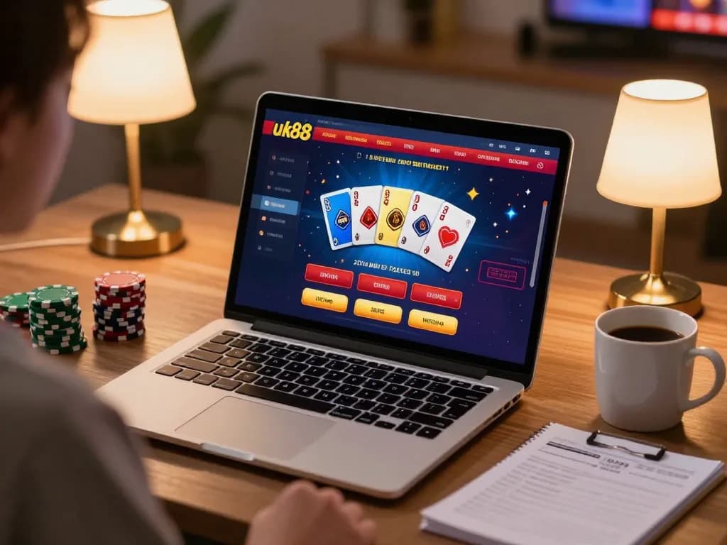 Engaging online gambling at uk88 with vibrant gaming interface and strategic notes.