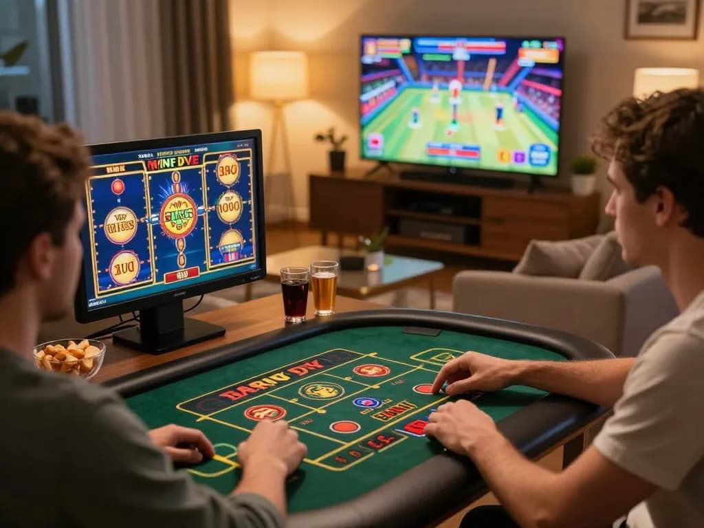 Engaged players enjoying exciting online gameplay at Nk88 chính thức in a cozy setting.