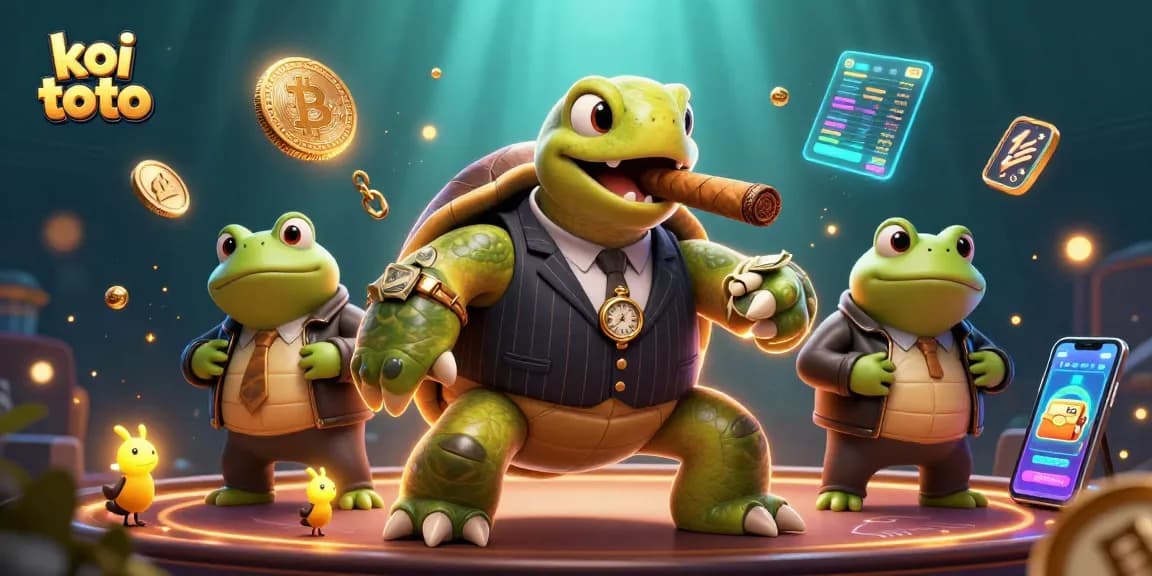 Engage in thrilling koi toto gaming with vibrant characters and crypto elements lighting up the casino scene.