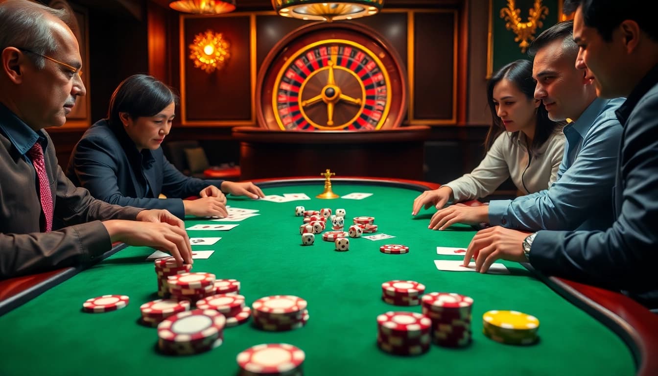 Experience the excitement of high-stakes poker at SODO Casino with vibrant colors and luxury.
