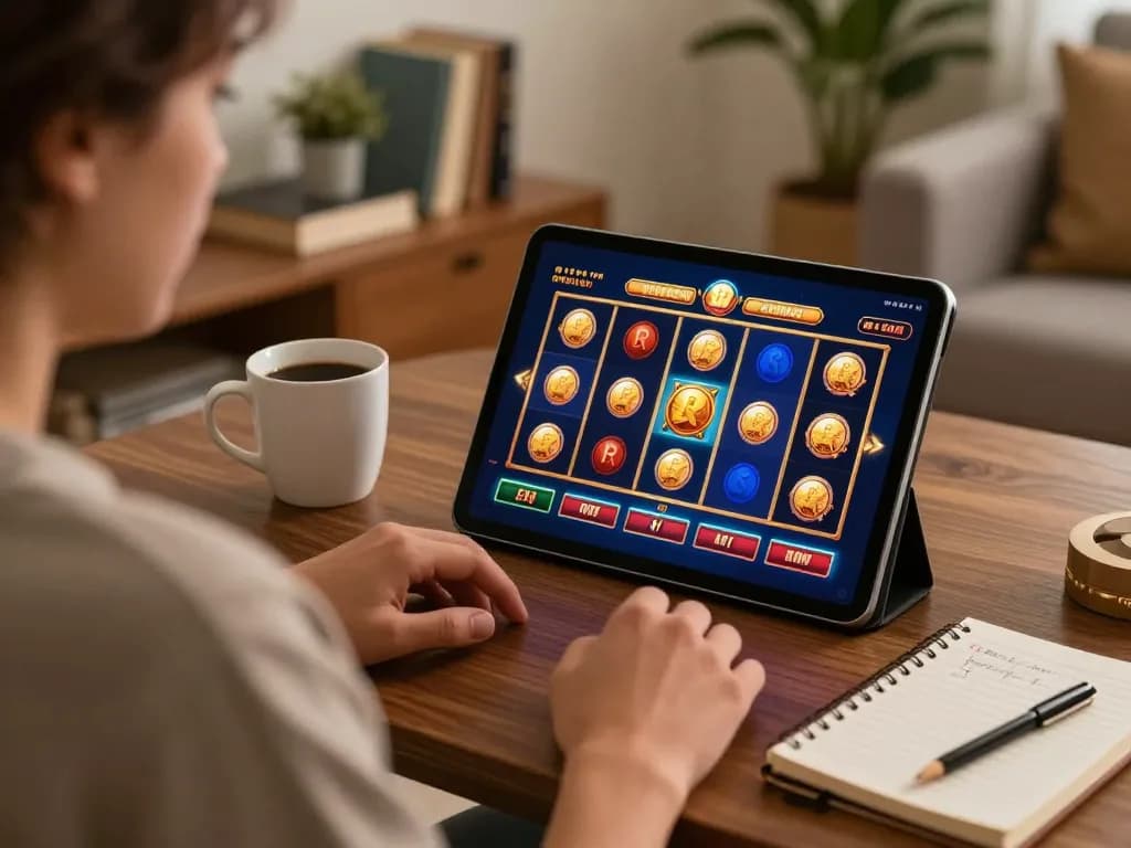 Engaging online gaming experience at https://vtr88.co/ with interactive slot game showcased on tablet.