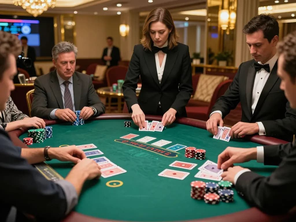 Players experiencing the thrill of blackjack at ushimitsusoft casino, highlighting strategic card play and vibrant energy.