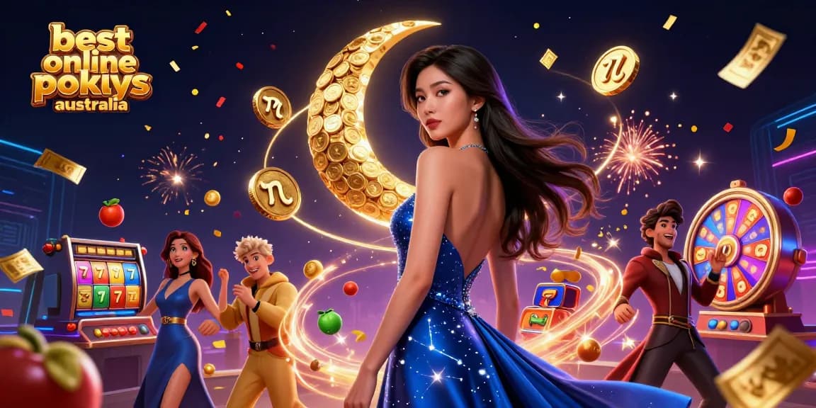 Experience the excitement of the best online pokies Australia with colorful slot reels and winning symbols.