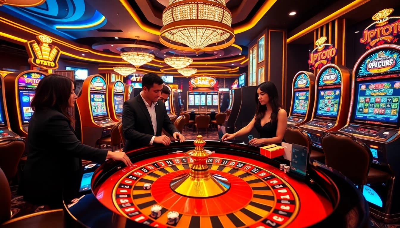 Pemain JPTOTO merencanakan langkah mereka di meja roulette berisiko tinggi di kasino mewah.