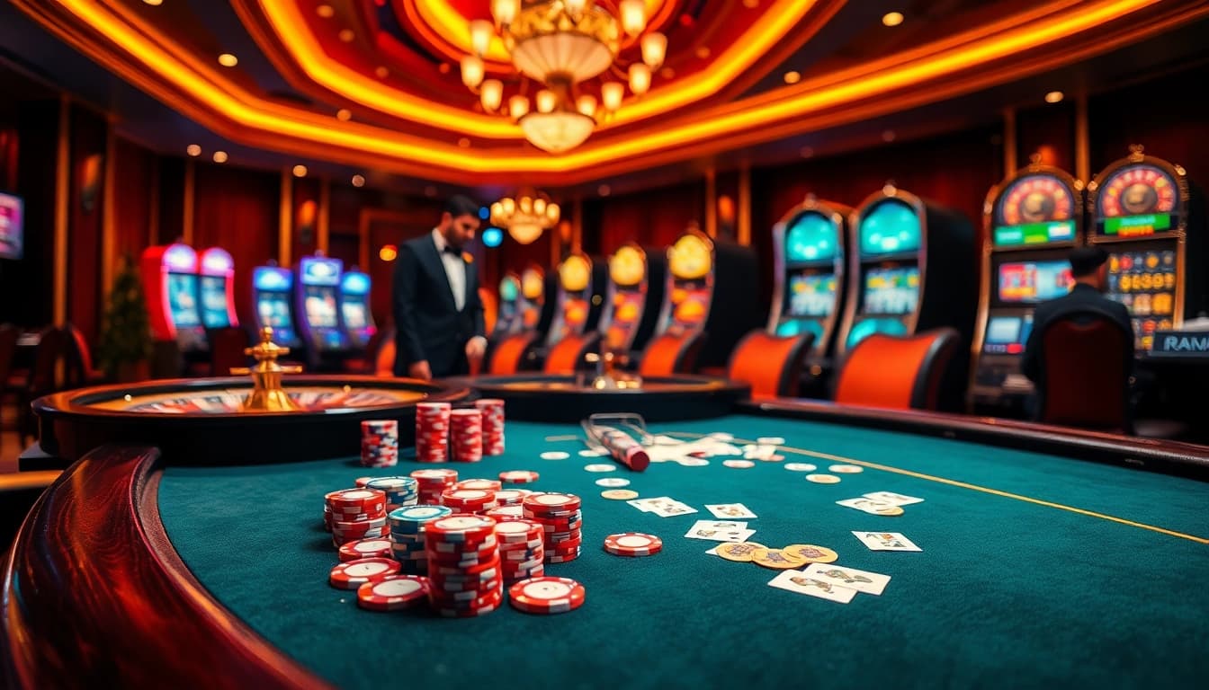The excitement of high-stakes gambling at a casino, inspired by nhacaiuytinvn.us.com.
