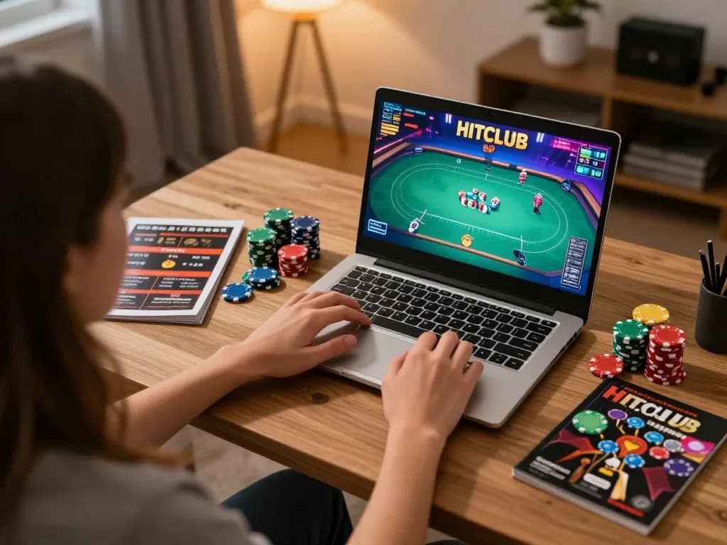 Engaging online gaming experience on HITCLUB with poker game interface and vibrant setup