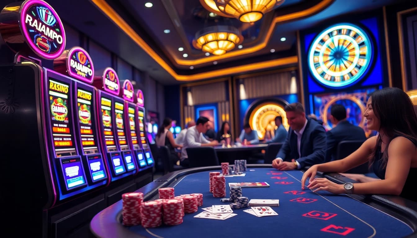 Nikmati aksi perjudian yang mendebarkan di mesin slot dan meja poker yang memukau di RAJAMPO.