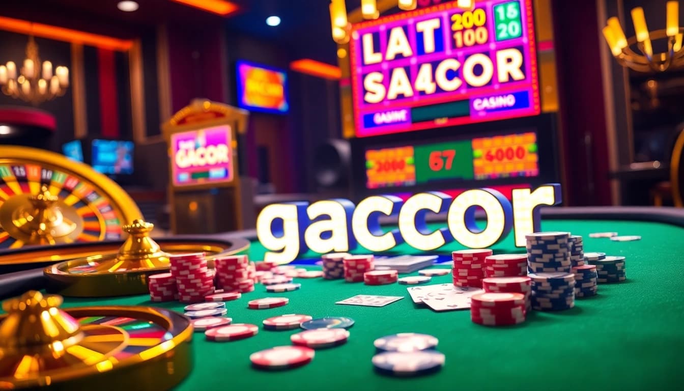 Experience the thrill of slot gacor action with vibrant casino elements and glamorous gaming.