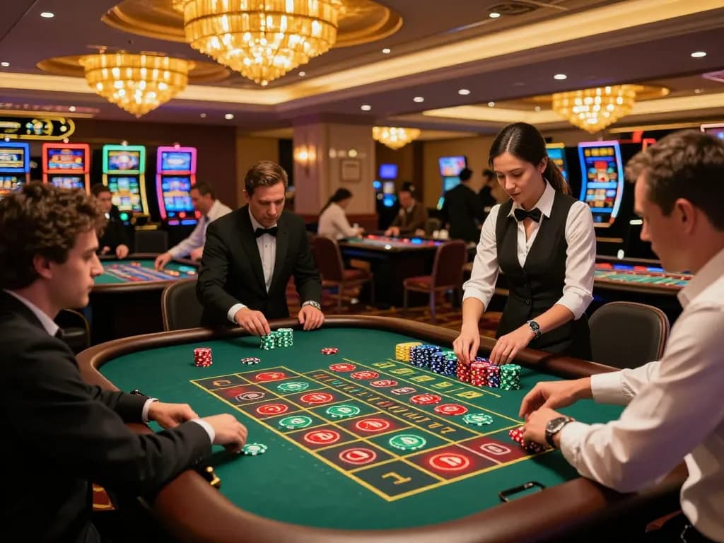 Players engage in thrilling roulette action at 9bet casino, showcasing vibrant chips and dynamic gameplay.
