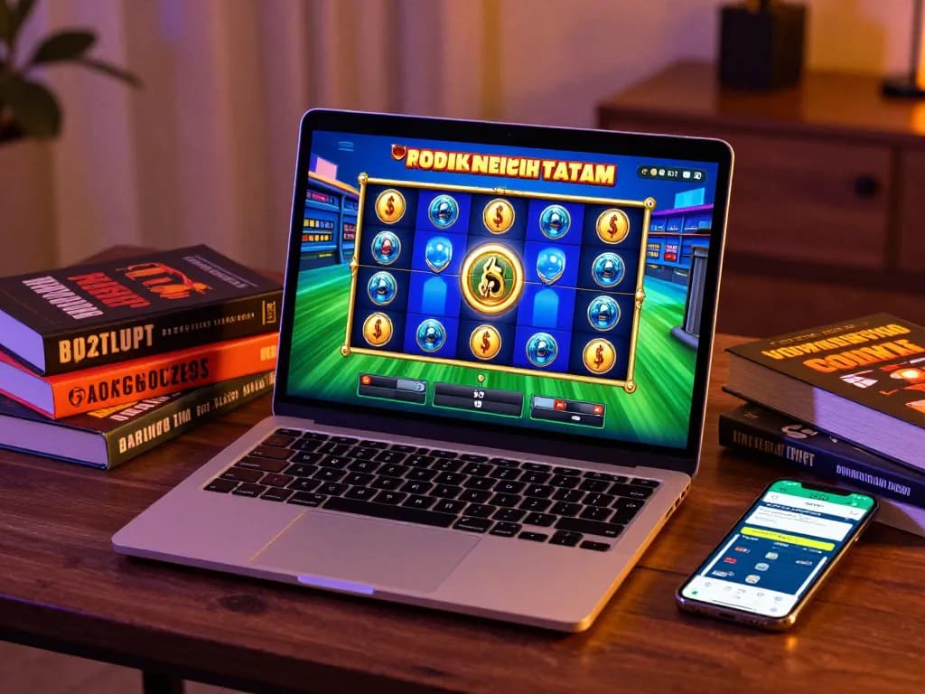 Engage with Slot Demo games on a laptop during a cozy home gaming session.