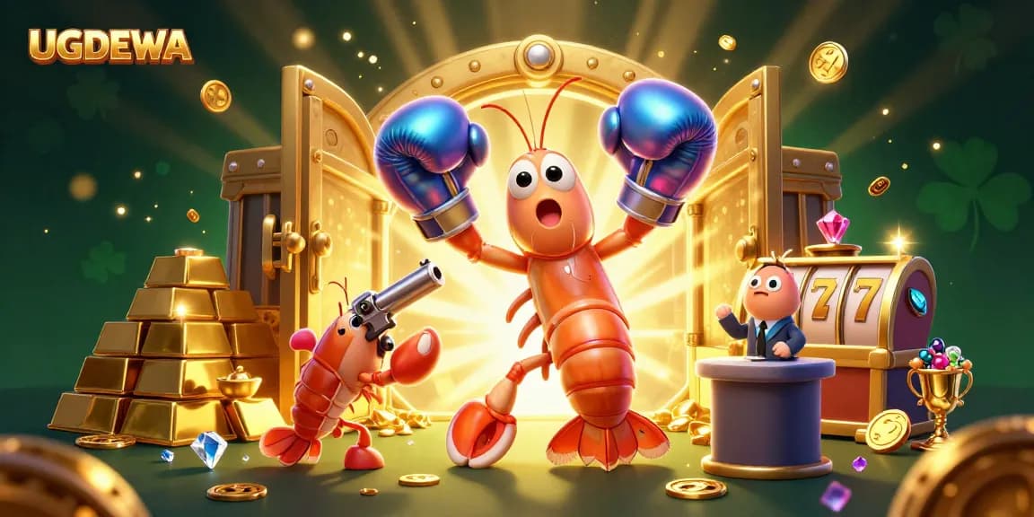 Experience the excitement of gaming with UGDEWA in a vibrant casino scene featuring dynamic character action.