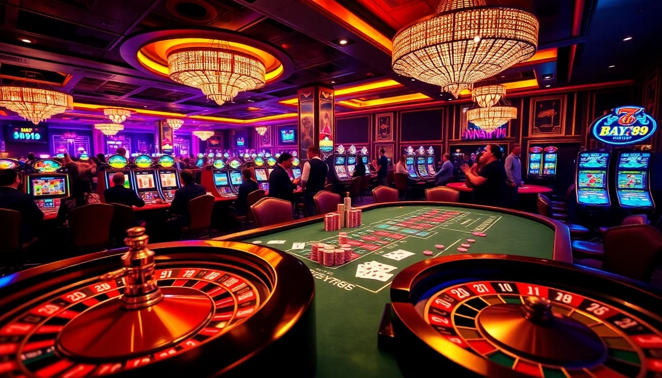 Players are enjoying poker at Bay789's vibrant casino, showcasing excitement and gaming diversity.