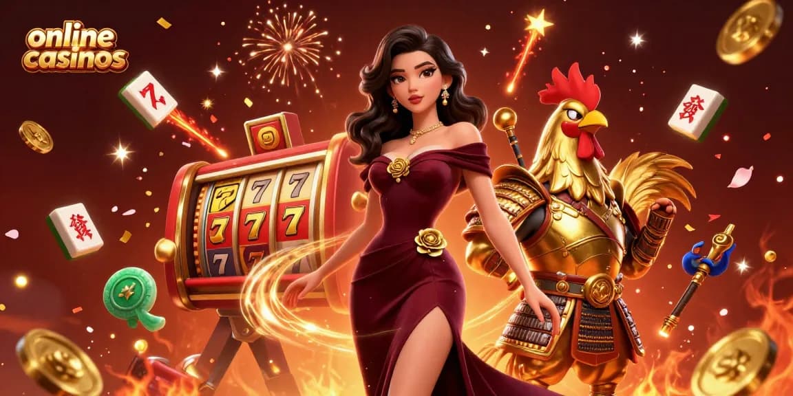 Experience vibrant online casinos through a glamorous 3D illustration with casino game elements and dynamic characters.