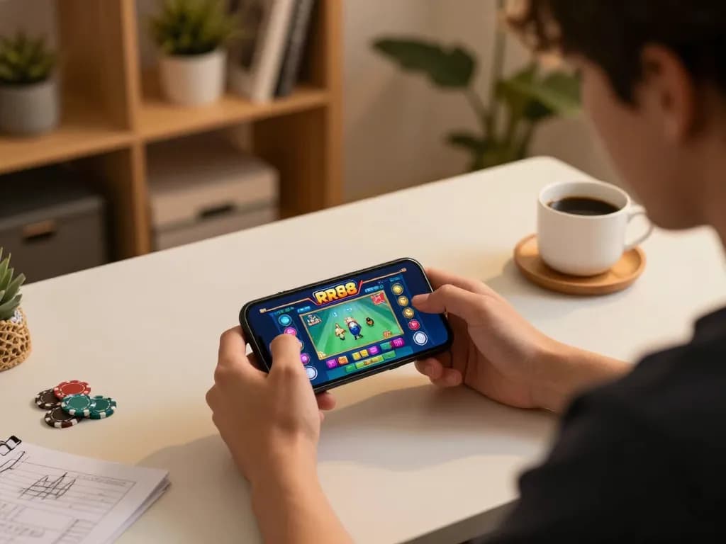 Engage with RR88 mobile casino app in a cozy home setting while strategizing bets