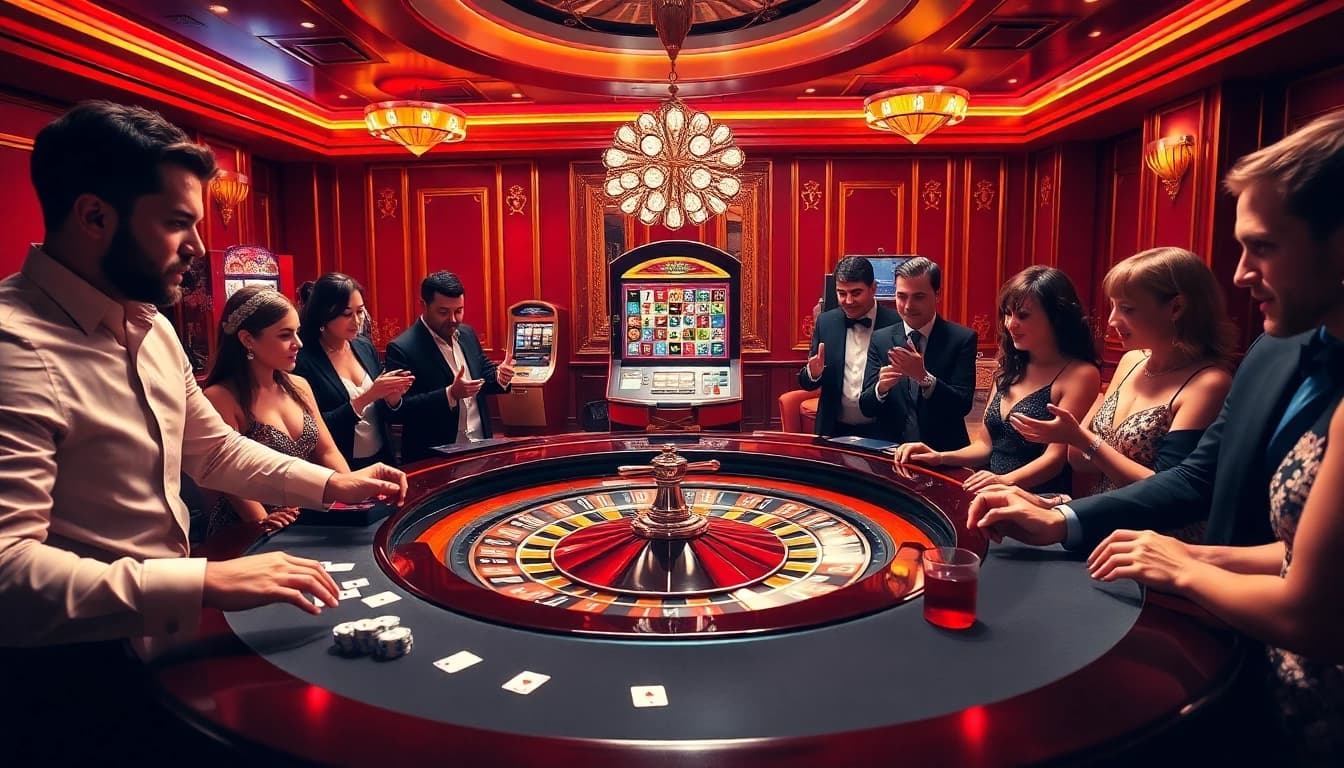 A thrilling scene from xx88brand.com capturing players at a roulette table with vibrant colors and dynamic energy.