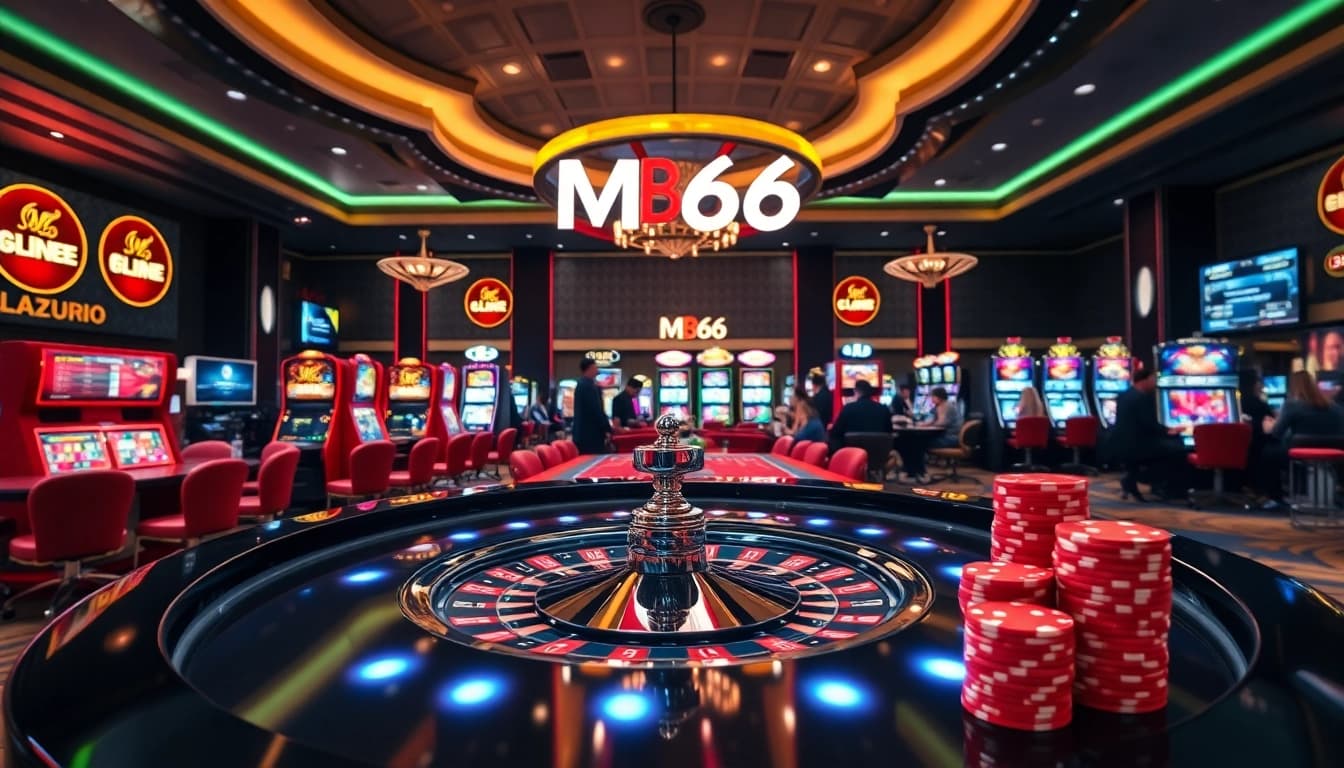 Experience the excitement of MB66 with a luxurious casino atmosphere featuring roulette and poker.