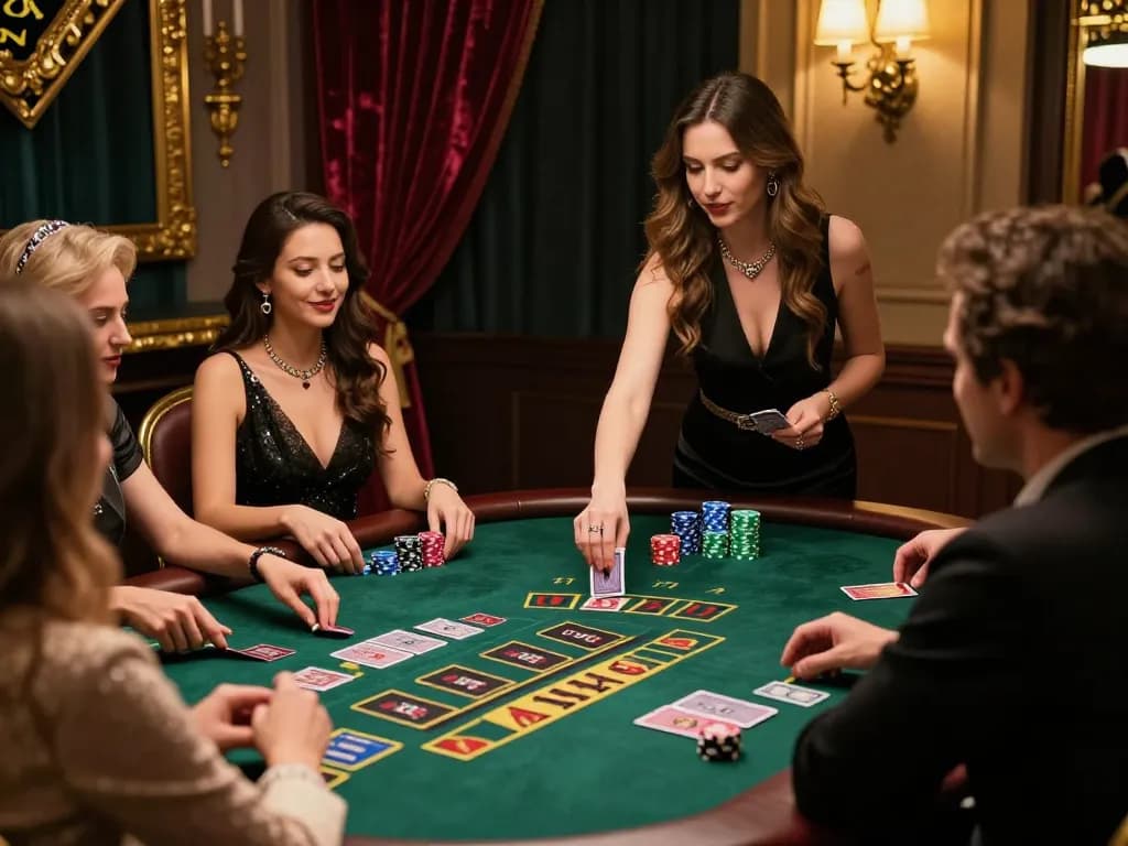 tr88 players engaging with vibrant live dealer blackjack action in upscale casino atmosphere