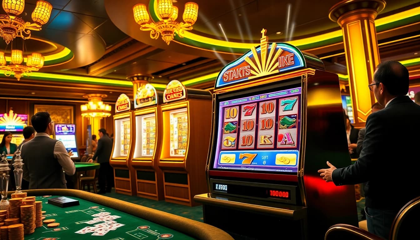 Rasakan sensasi menang dengan slot gacor aman788, menampilkan mesin slot bertaruhan tinggi dalam lingkungan kasino yang mengasyikkan.