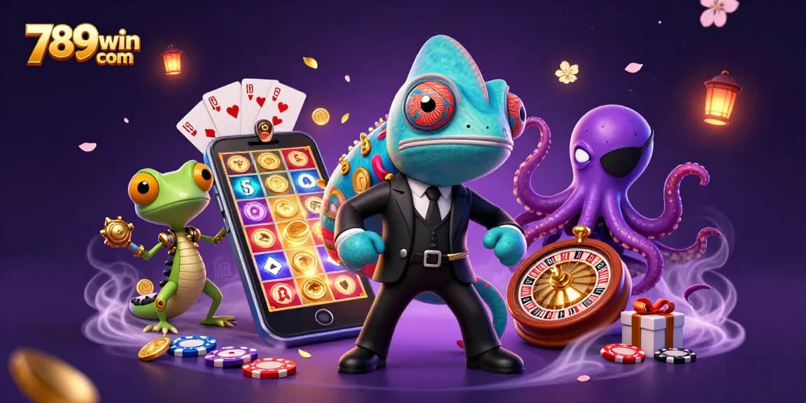 Engage in thrilling gaming at 789win com with an exciting 3D illustration depicting vibrant casino dynamics.