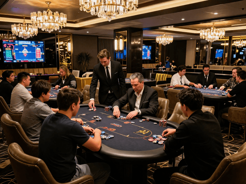 Experience the rokok88 login in an elegant gaming lounge with premium design and vibrant atmosphere.