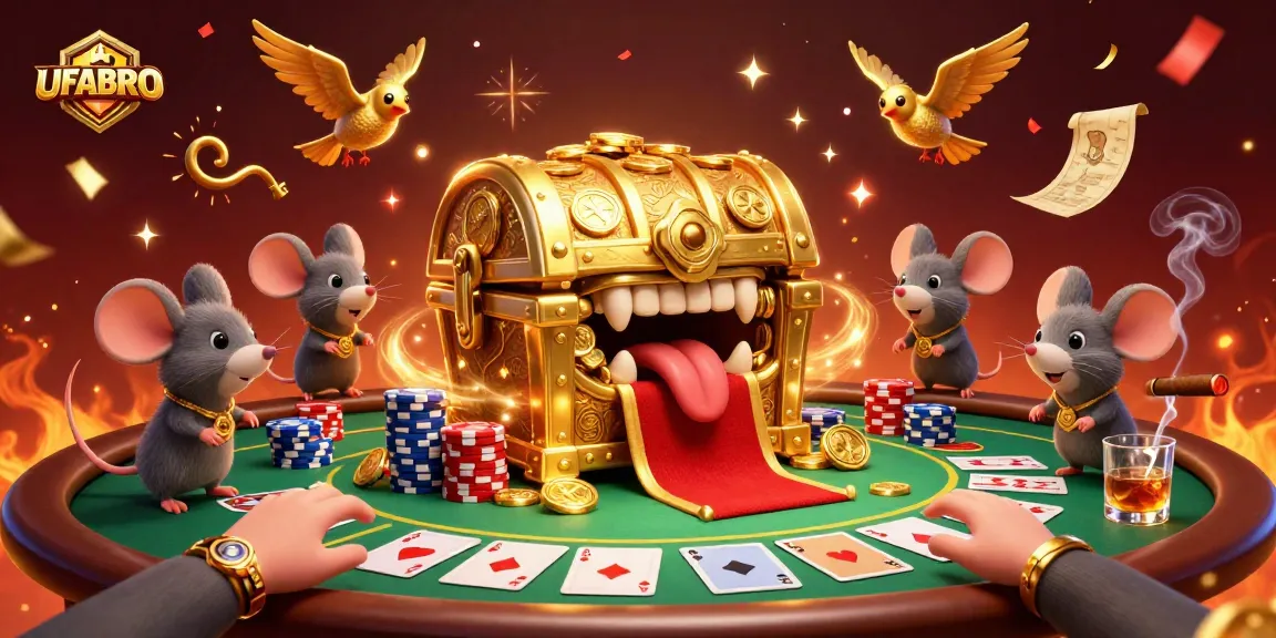 Join the excitement at UFABRO with a vibrant casino scene featuring adventurer mice and treasure.