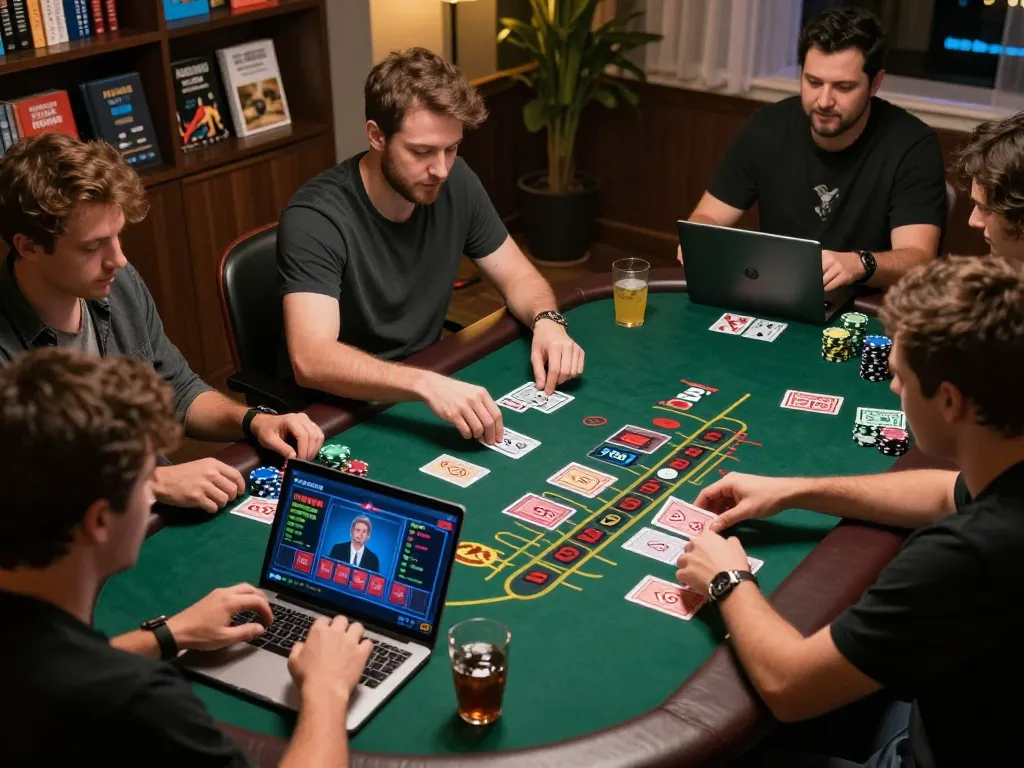 man88a players enjoying live dealer blackjack in cozy home setting, responsible gaming atmosphere