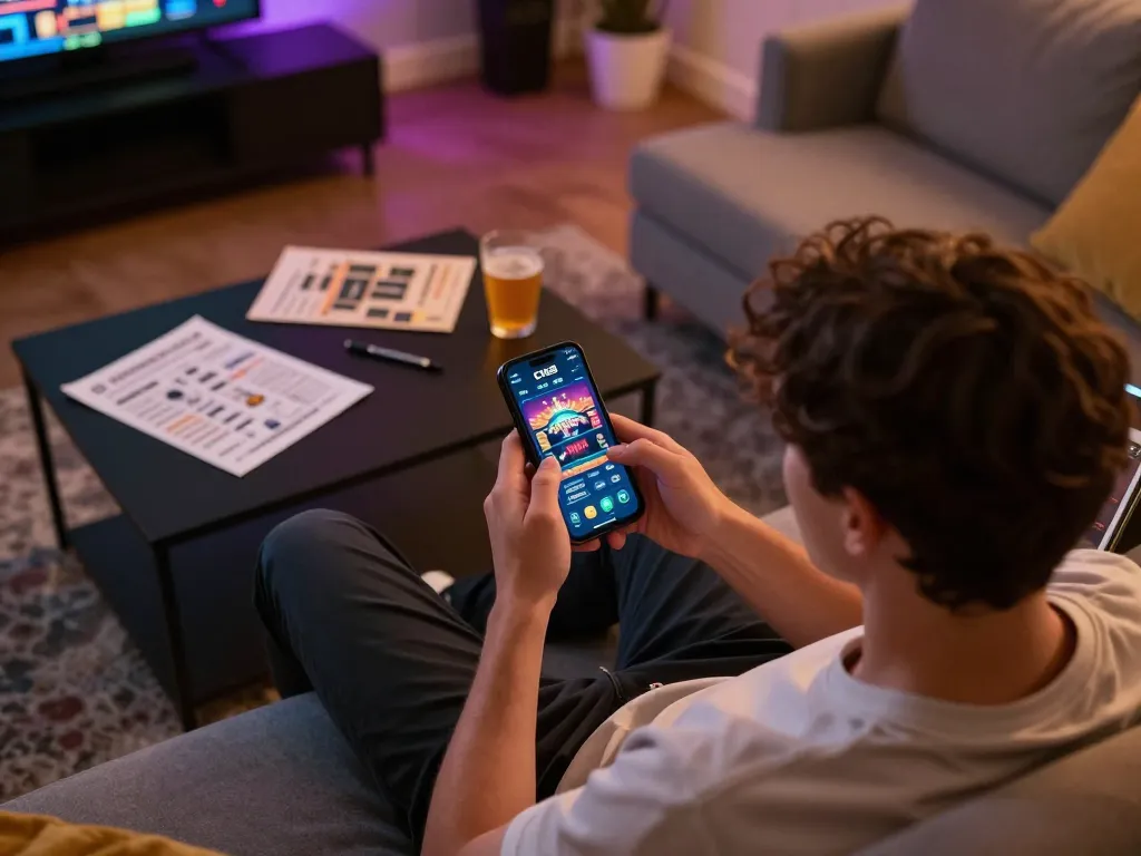C168 casino mobile gaming in a cozy home setup with focused player