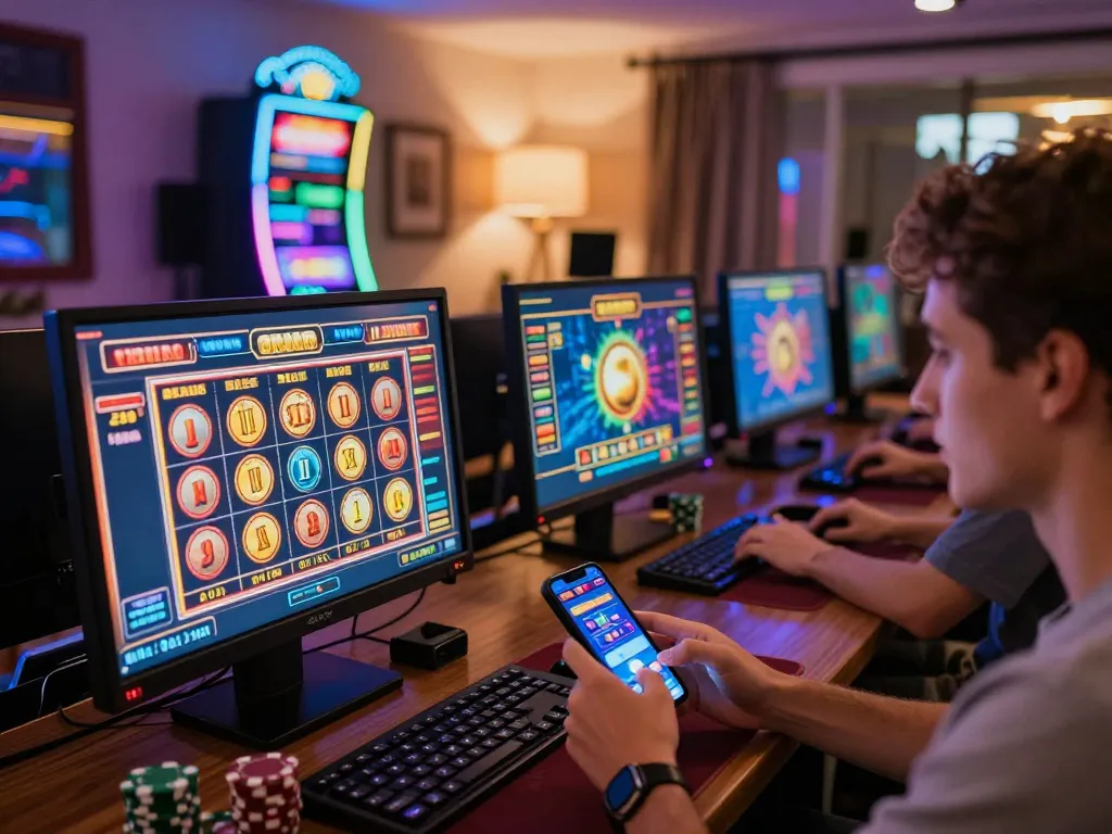 Players enjoying online casino games at home using sc88 platform, showcasing excitement and strategy in gaming.