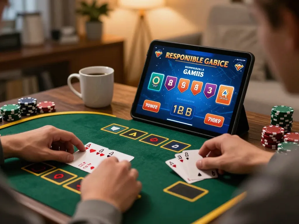 Players engaging in online blackjack gameplay on mb66 platform in a cozy home setting