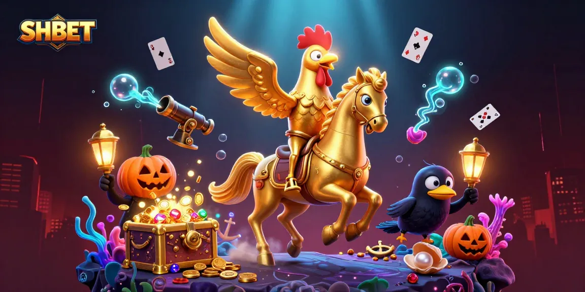 Engage with SHBET's thrilling casino experience featuring a golden rooster and vibrant gaming elements.