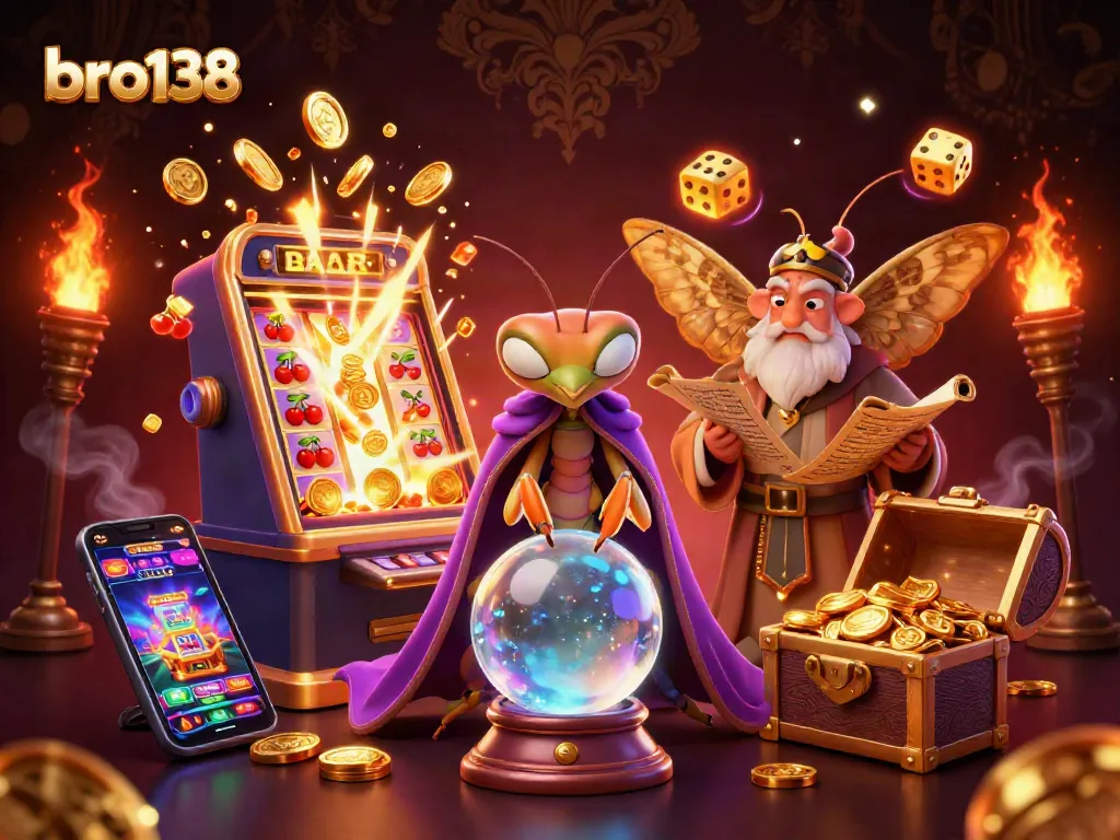 Experience thrilling gameplay at Bro138 with magical elements and vibrant casino symbols.