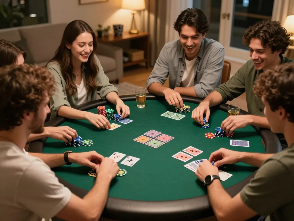 KONG88 players enjoying an exciting poker night atmosphere with lively interactions.